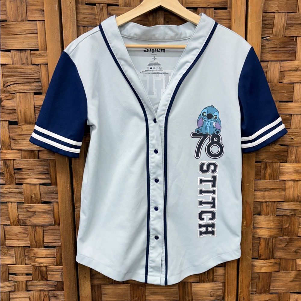 Kids Disney Stitch Baseball Shirt - Blue and White